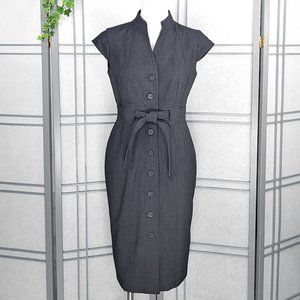 Calvin Klein Button Down Sheath Midi Work Dress 6